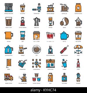coffee's equipment icon set, isolated on white background Stock Vector