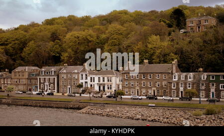 panoramic Rothesay harbour bay,isle of Bute view mount stuart road  from the sea ferry of the island United Kingdom Stock Photo