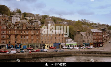 Rothesay harbour bay,,isle of Bute victoria street street view from the sea ferry of the island United Kingdom Stock Photo