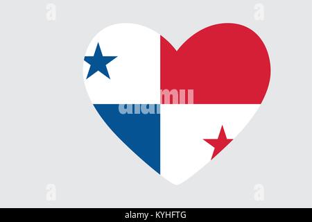 Heart in colors of the Panama flag, vector Stock Vector