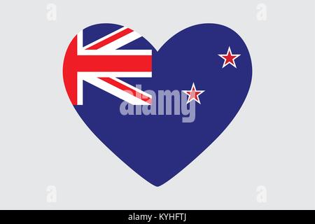 Heart in colors of the New Zealand flag, vector Stock Vector