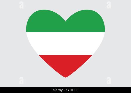 Heart in colors of the Iran flag, vector Stock Vector