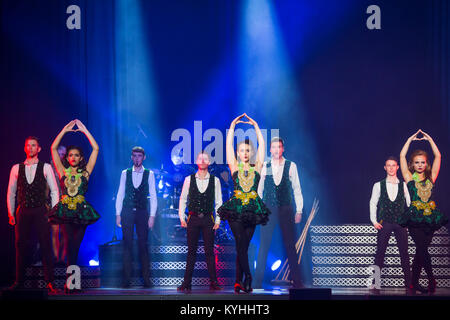 Dúlamán - Voice of the Celts, Irish dance and folk music show, produced by Seán McCarthy, Dúlamán was finalist of German TV talent show 'Das Supertalent 2017', here show at Stadthalle Wetzlar, Germany, 13th Jan, 2018. Credit: Christian Lademann Stock Photo