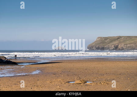 Polzeath - Polzeath Beach on the North Cornwall Coast. Stock Photo