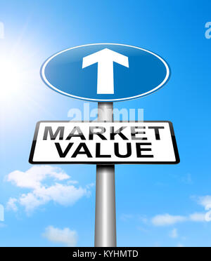 Illustration depicting a sign with a market value concept. Stock Photo