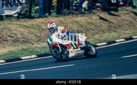 Rider no 1 at Creg Ny Baa in the Isle of Man Junior TT, 1983 Stock Photo