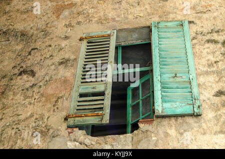 French shutters derelict window Stock Photo