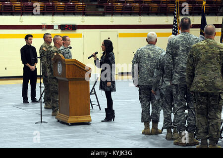 Soldiers, family members and friends attend a departure ceremony for the 1/623rd in Glasgow, Ky., Dec. 16, 2012. (KYNG photo by Sgt. Scott Raymond) Stock Photo