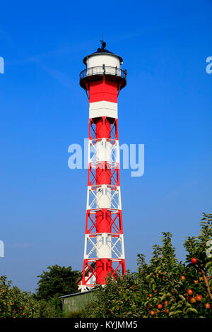 Historic Lighthouse in Grünendeich,   Altes Land, Lower Saxony, Germany Stock Photo