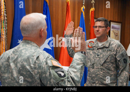 US military awards and promotion ceremony. Stock Photo