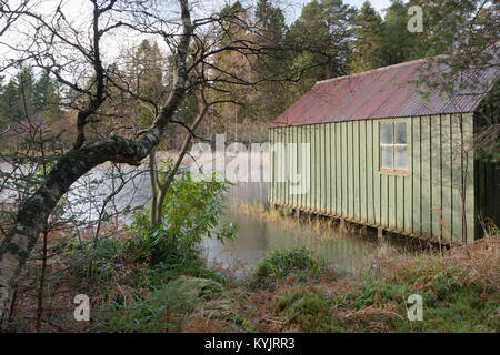 The Boathouse on Birsemore Loch (also known as Queen's Loch) to the South of Aboyne in Deeside Stock Photo