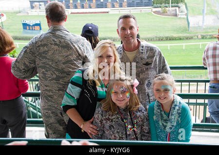 Secretary of the Air Force Deborah Lee James joined Maj. Gen. Edward W. Tonini, Kentucky's adjutant general, other senior military officials and families of fallen U.S. Service members for the sixth annual Survivors Day at the Races at CHurchill Downs in Louisville, Ky., Nov. 1, 2015. (U.S. Army National Guard photo by Staff Sgt. Scott Raymond) Stock Photo