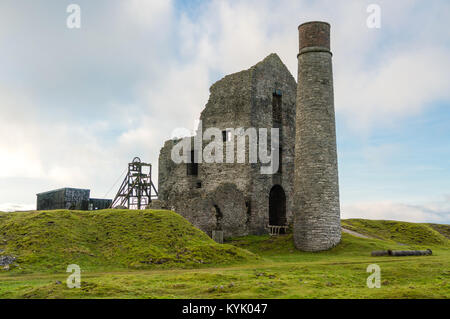 Abandoned ruins of a former lead mine known as Magpie Mine in South Sheldon, Derbyshire, UK. Stock Photo