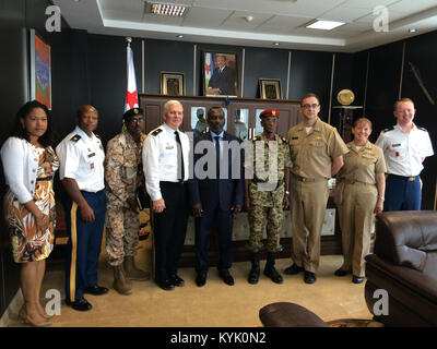 Brig Gen. Benjamin Adams III visits with members of the Djibouti government and military in Djibouti City, May, 2016. (Photo by Capt. Aaron VanSickle) Stock Photo