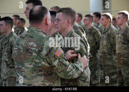 Kentucky Guard leadership welcomes the newest Soldiers into Kentucky's ranks during First Formation in Frankfort, Ky., Nov. 17, 2016. (U.S. Army National Guard photo by Staff Sgt. Scott Raymond) Stock Photo