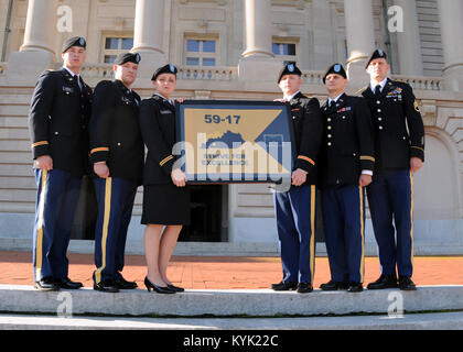 Headquarters, 238th Regiment ( Combat Arms) Officer Candidate School, Class 59-17 became Kentucky Army National Guard's newest officers at the State Capitol, Frankfort, Ky. September 23, 2017. (U.S. Army National Guard photo by Sgt. Maggie Booker) Stock Photo