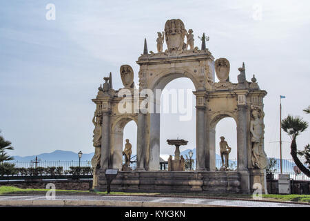 baroque fountain called immacolatella in Naples, Italy Stock Photo