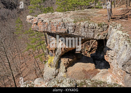 Pedestal Rocks in the Wilderness of Ozark National Forest in Arkansas Stock Photo