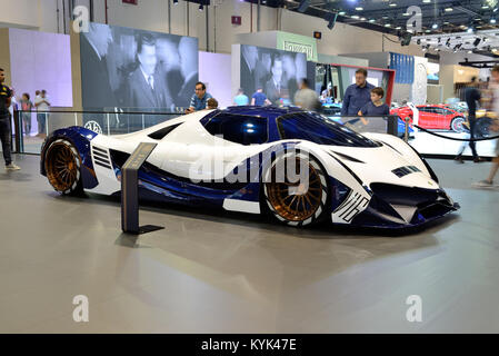 DUBAI, UAE - NOVEMBER 17: The Devel Sixteen supercar is on Dubai Motor Show 2017 on November 17, 2017 Stock Photo