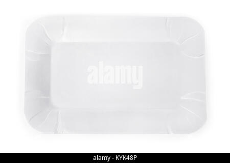 Paper square single use plate isolated on white. Top view Stock Photo