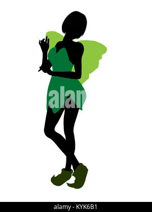 Tinker Bell illustration silhouette on a white background Stock Photo