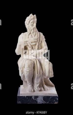 Replica of Michelangelo Moses sculpture, very popular as Rome souvenir. Isolated over black background Stock Photo