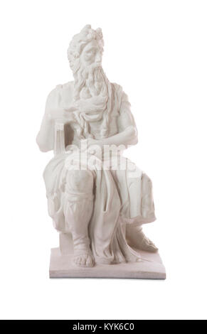 Replica of Michelangelo Moses sculpture, very popular as Rome souvenir. Isolated over white background Stock Photo