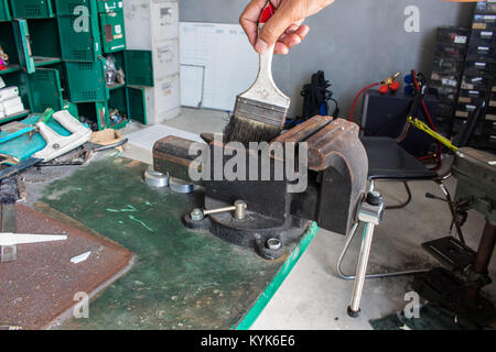 The Cleaning clamp on table after working. Stock Photo