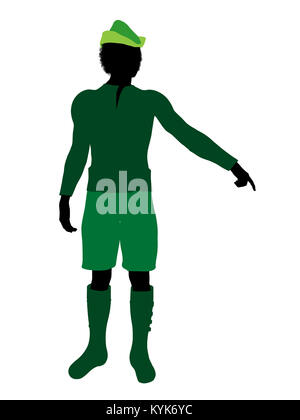 Peter Pan illustration silhouette on a white background Stock Photo