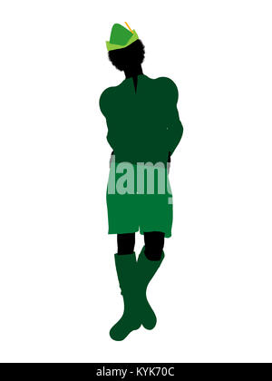 Peter Pan illustration silhouette on a white background Stock Photo