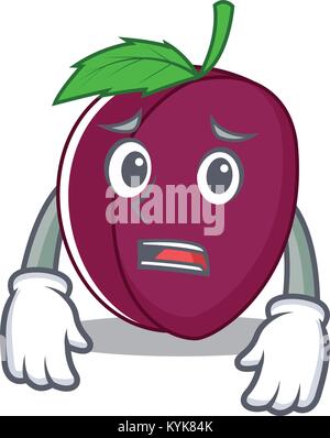 Plum Fruit With Shocked expression. Mascot cartoon character for flavor ...