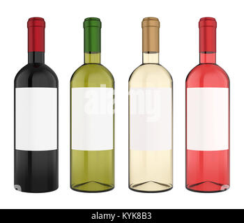 Set of Wine Bottles Isolated Stock Photo