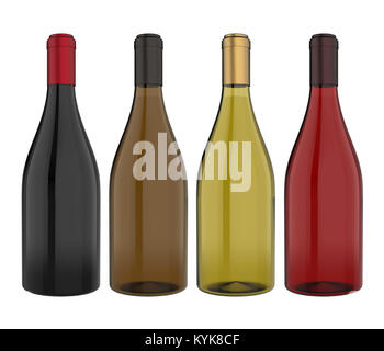 Set of Wine Bottles Isolated Stock Photo