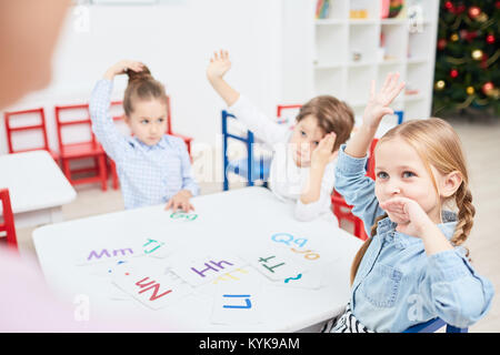 Asking teacher Stock Photo