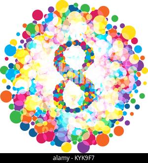 International Women's Day 8 march. Digit 8 in the style of colorful spots pattern Stock Vector