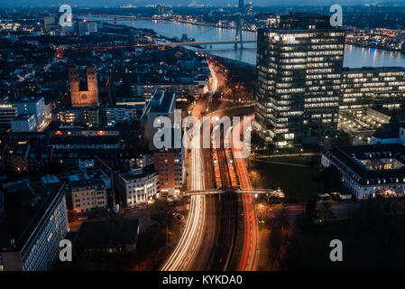 Car trails in Cologne Stock Photo