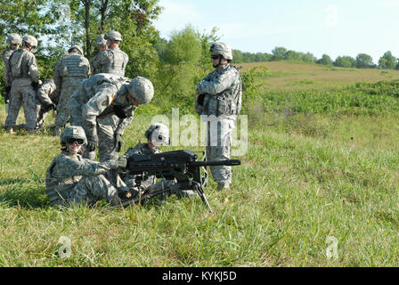 Soldiers of the Kentucky National Guard's 63rd Theater Aviation Brigade participates in Exercise Vibrant Response at training areas in southern Indiana, July, 2013. (U.S. Army National Guard photo by Capt. Daniel VanHorn) Stock Photo