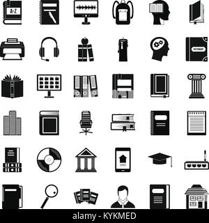 Bookshelf icons set, simple style Stock Vector