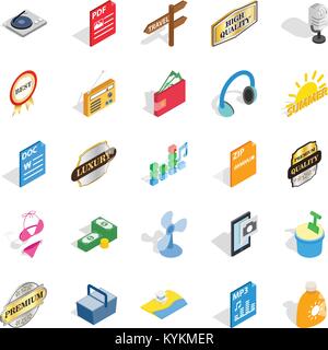 Dj icons set, isometric style Stock Vector