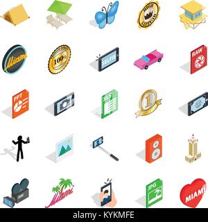 Musician icons set, isometric style Stock Vector
