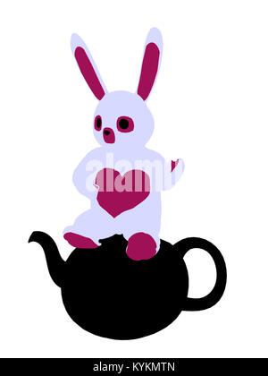 White rabbit from allice in wonderland illustration silhouette on a ...