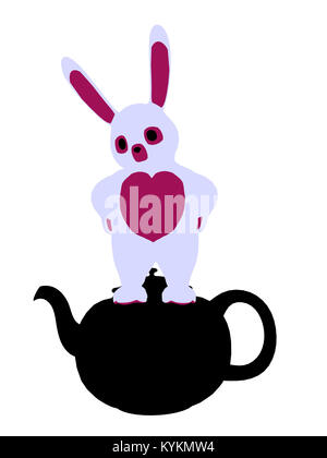 White rabbit from allice in wonderland illustration silhouette on a ...