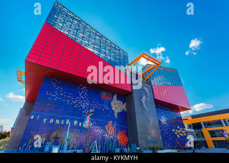 OSAKA, JAPAN - OCTOBER 28: Osaka Aquarium Kaiyukan in Osaka, Japan on October 28, 2014.  Located in the ward of Minato in Osaka, Japan, near Osaka Bay Stock Photo