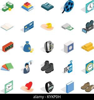 Pledge icons set, isometric style Stock Vector