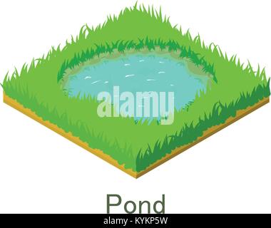 Pond icon, isometric style. Stock Vector