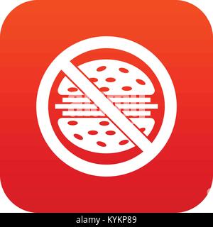 Stop fast food icon digital red Stock Vector