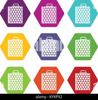 Honeycomb icon set color hexahedron Stock Vector