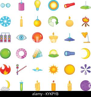 Circle icons set, cartoon style Stock Vector