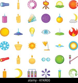 Candle icons set, cartoon style Stock Vector