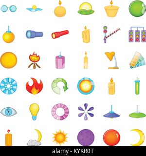Planet icons set, cartoon style Stock Vector